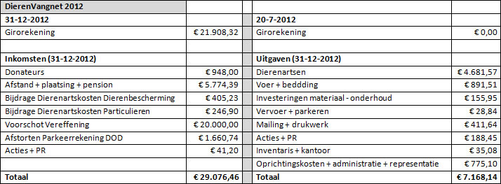 Financieel overzicht 2012